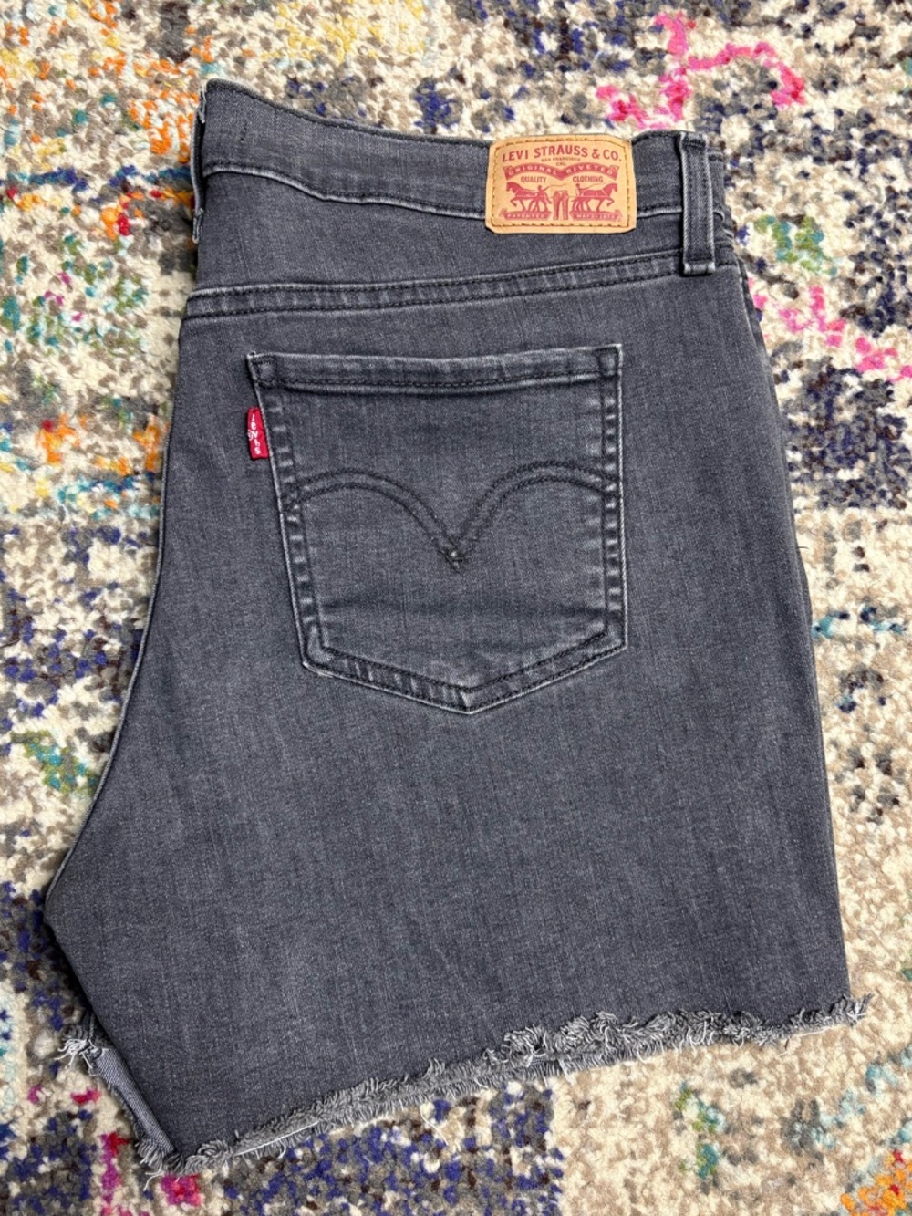 Levi's Black Mid Length Denim Shorts with Button Fly
